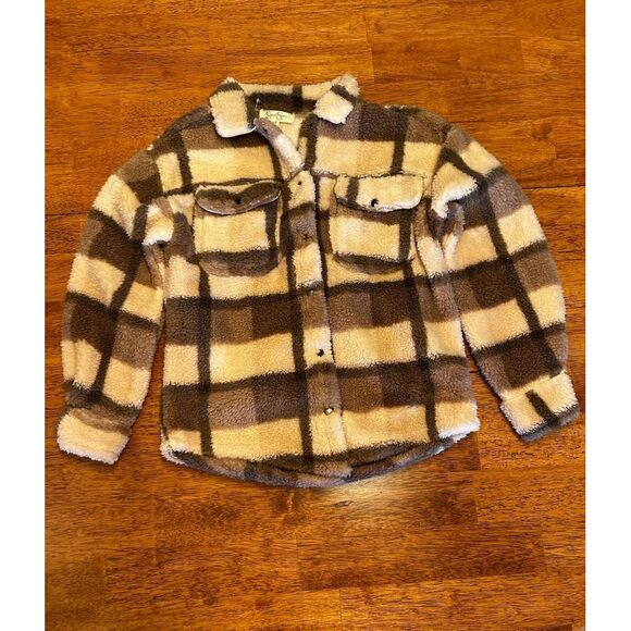 Jessica Simpson fleece plaid jacket kids‎ size 10 - Picture 1 of 3
